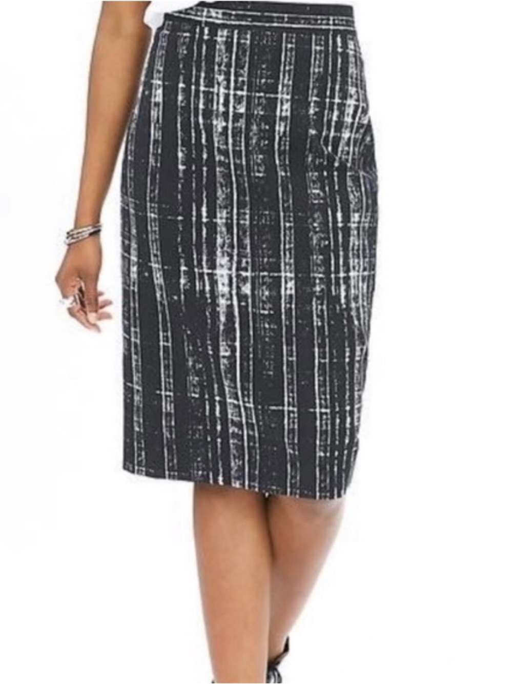 Banana Republic Black & White Striped Pencil Skirt Women 10